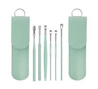 2 Ensembles Nettoyeur D'oreilles en Acier Inoxydable, Vert | Pointe Massante, Manche Ergonomique Lisse, Boîte de Rangement Incluse, pour Canal Auditif, Voyage et Trousse