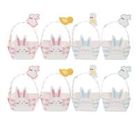 2 Ensembles Panier de Pâques en Papier Lapin, Lot de Sets | Articles de Fête Adorables, Léger et Pratique, pour Petits Présents et Pâtisseries, Table ou Salon