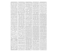 2 Ensembles Pochoir Alphabet Blanc Réutilisable, Décoration | PET Plastique Lavable, Compatible Encre et Peinture, Lot de Sets de Enseignants et Créateurs
