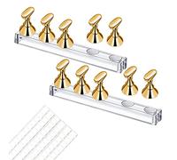 2 Ensembles Présentoir D'art D'ongle de Manucure, Présentoirs pour Ongle de Pratique,90 Pièces Mastic Adhésif Réutilisable Blanc pour Pratique d'Art d'Ongle Bricolage(Or)