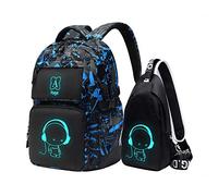 2 Ensembles Sac à Dos école à la Mode Impression Cartable garçons Sport Casual Poitrine Pack Sac à Dos pour Ordinateur Portable 15 6 Pouces