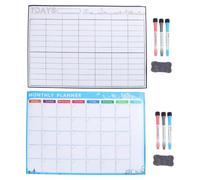 2 Ensembles Tableau Hebdomadaire Magnétique Effaçable PET Blanc | Planificateur Mural et Semainier, Calendrier Mensuel, Adhérence Sûre, Usage Domestique, Format A3
