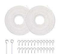2 Ensembles Tringle Rideaus,Un Ensemble Comprend 5 M Rideau Fil, 6 Oeillets et Crochets en Forme de Point D'interrogation Tringle Rideaus Plafond Crochet Rideau Rideaux D'extérieur