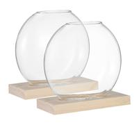 2 Ensembles Vase en Verre Transparent avec Support Eucalyptus | Bords Lisses, Angles Arrondis, Salon et Bureau, Décor Artistique Simple