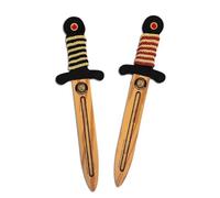2 Épées En Mousse Pour Enfants - WoodyLion Or/Noir & Or/Rouge, 3-6 Ans | Aspect Bois & Pierres Décoratives | 2 Épées Courtes En Mousse Pour Jouer À Deux, Jeux De Rôle, Déguisement & Aventures