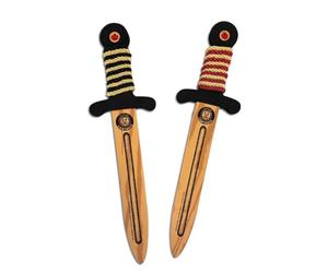 2 Épées En Mousse Pour Enfants - WoodyLion Or/Noir & Or/Rouge, 3-6 Ans | Aspect Bois & Pierres Décoratives | 2 Épées Courtes En Mousse Pour Jouer À Deux, Jeux De Rôle, Déguisement & Aventures