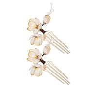 2 Épingles à Cheveux Chinoises Rétro en Métal Motif Lotus Blanc | Lot de 2 Pièces, Style Cour de Palais Ancien, Décoration Classique pour Coiffures Traditionnelles