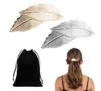 2 épingles à cheveux pour femme, 1 sac de rangement noir, épingles à cheveux en métal, épingles à cheveux, accessoires pour cheveux avec feuilles, pinces à cheveux rétro pour femme, bandeaux