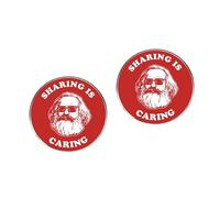 2 Épinglettes en anglais « Sharing Is Caring » - Marx Communist Socialist - Badges pour homme et femme - En alliage métallique, 3cm(1.2"), Métal, Pas de gemme