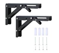 2 Equerre etagere, Equerre etagere murale,Support etagere murale, Support pliable pour étagère, adapté pour la maison, l'entrepôt, la cuisine, le bureau, la table, le mur (noir, 20×10.8 cm)