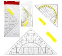2 Équerre Géométrique avec Poignée, Géodésique transparente en plastique avec graduation jaune, Triangles De Géométrie Transparent, Triangle Plastique À Dessiner