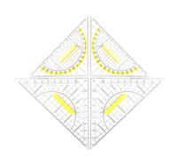2 équerres avec poignée, équerres grande et petite, équerre flexible 14 cm et 20 cm, règle triangulaire combinée (4pcs)