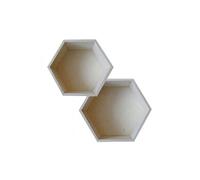 2 étagères hexagonales en bois - 24 x 21 cm et 27 x 23,5 cm - Artemio Beige