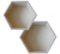 2 étagères hexagonales en bois - 24 x 21 cm et 27 x 23,5 cm Beige G