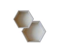 2 étagères hexagonales en bois - 27 x 23,5 cm et 30 x 26,5 cm -