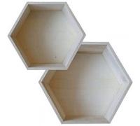2 étagères hexagonales en bois - 27 x 23,5 cm et 30 x 26,5 cm Beige G