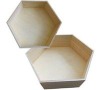 2 étagères hexagonales en bois 30 x 26 cm et 36 x 31 cm - Graine Créative Beige