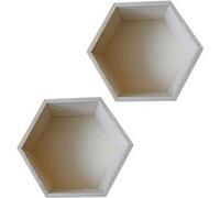 2 étagères hexagone en bois 27 x 23,5 x 10 cm Beige