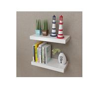 2 Etagères murales en MDF Blanc pour DVD/Livres