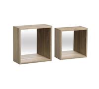 2 étagères murales ""Fixy"" effet chêne cube miroir - 5 five simply smart