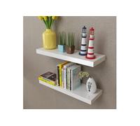 Vidaxl 2 Étagères Murales Mdf Blanc Rangement De Livres/Dvd Blanc