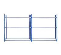 2 x Etagère T-RAX pour Pneus Acier Bleus 180 x 40 x 185 cm Rack de Rangement Roues pour Garage Automobilie [Jusqu'à 8 pneus par Niveau soit 24 Pneus / 450 KG !] - INCLUS Connecteurs de Baies & Maillet