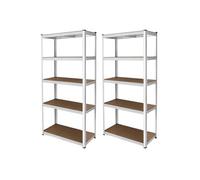 2 Etagères Rangement E-Rax Acier Galvanisé Blanc 90x40x180cm Capacité de 2000KG