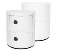 2 étagères Table de chevet Chambre à coucher Organisateur rond multifonctionnel - Shipenophy - blanc - Plastique