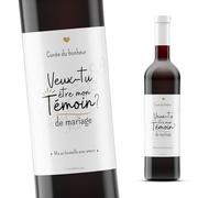 2 Etiquettes bouteille vin | Demande temoin | Annonce temoin mariage