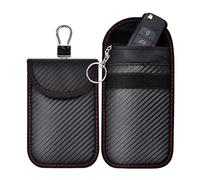 2 Etui arbone pour BMW i5 Touring (G61) AB 2024- | Double blindage RF, blocage signal 100%, cuir carbone, anti-vol keyless, mousqueton acier, format de poche portable