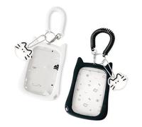 2 Étuis De Protection en Forme De Chat Mignon, 2 Étiquettes De Chaton, Ensembles De Cartes D'Identité, Ensembles De Cartes Photo, des Cartes De Nourriture Et des Cartes De Bus (Noir + Blanc).