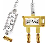 2-Fach Splitter Antenne Avec Assis Amplificateur Numérique HD Satellite TV 4K