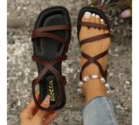 2 façons de porter des sandales plates transparentes , à bout ouvert, polyvalentes et , pour femmes CN35,CN36,CN37,CN38,CN39,CN40,CN41,CN42,CN43Unicolore