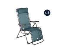 2 Fauteuils de jardin relax SILOS Bleu Canard - Hespéride