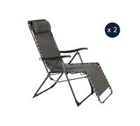 2 fauteuils de jardin relax silos gris anthracite - hespéride
