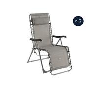 2 Fauteuils de jardin relax SILOS Gris - Hespéride