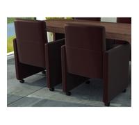 2 fauteuils simili cuir chocolat à roulettes 60348