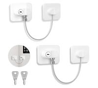 2 Fenetre Cadenas Securite Fenetre Enfant Bloque Frigo Bloque Fenetre Sans Percage Window Limiter avec Clés pour Réfrigérateur, Lave-Linge,Fenêtre,Armoire,Etc(Blanc)