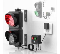 2 Feu Tricolore À LED Rouge/Vert avec Pare-soleil, Feu de Circulation Industrielle 100 mm pour mur, avec Bouton de Commande, Feu de Circulation Tricolore, Plug and Play