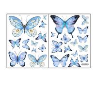 2 Feuilles 25 Pièces Papillons Autocollants 3D, Stickers Muraux Phosphorescents Lumineux, Décoration Chambre Enfant, Bleu, 15x20cm, Amovible