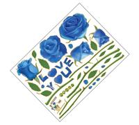 2 Feuilles Autocollants Muraux Rose Bleue Imperméables Amovibles | Pvc, Usage Chambre et Salle de Bain, Décoration Intérieure Créative, Lot de Feuilles, Bleu