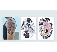 2 feuilles de tatouage temporaire poisson koi japonais tattoo japonais tatouage japonais HB251 253