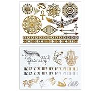 2 feuilles de tatouages égyptiens bracelets tatouages or tatouages chiffres romains tatouages 330b VT313