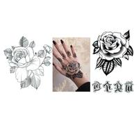 2 feuilles de tatouages traditionnels Old School - Roses - Tatouage doigt - Faux tatouage SKM002 010