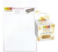 2 feuilles plastique semi-rigides à pâtisserie A4 + paillettes dorées Multicolore G