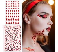 2 Feuilles Strass Autocollants Argenté Stickers Gemmes Brillant Auto-Adhésifs Strass Rond forme Goutte d'Eau Tatouage Temporaire DIY Décoration de Maquillage Corps pour Fête Musique Carnaval