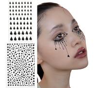 2 Feuilles Strass Autocollants Argenté Stickers Gemmes Brillant Auto-Adhésifs Strass Rond forme Goutte d'Eau Tatouage Temporaire DIY Décoration de Maquillage Corps pour Fête Musique Carnaval