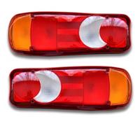 2 feux arrière avec lampe de plaque d'immatriculation pour camion, benne, tracteur, remorque, châssis - Ampoules universelles 12 V et 24 V.