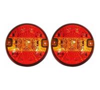 2 Feux Arrière Rond LED 12-24V Stop Position Clignotant ECE E11 Hamburger Pour Caravane Caming-car Van Camion Remorque
