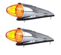 2 Feux de Gabarit Toit de Cabine LED 12V - 24V Orange/Ambre Feu de Position Torpille Chromé Pour Camion Poids Lourd Utilitaire Fourgon Agricole